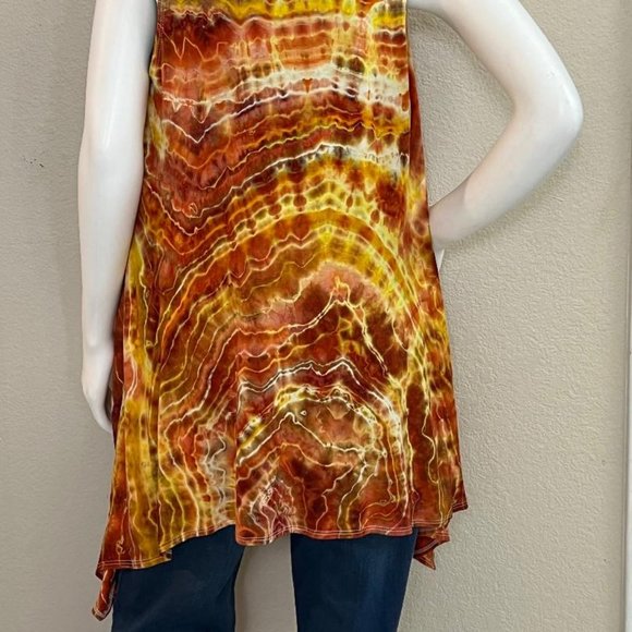 Hand dyed by me- Women's Tie Dye Asymmetrical Cardigan geode style - Picture 4 of 5